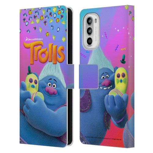 Trolls Snack Pack Biggie & Mr. Dinkles Leather Book Wallet Case Cover For Motorola Moto G52