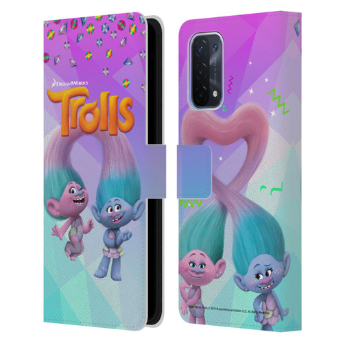 Trolls Snack Pack Satin & Chenille Leather Book Wallet Case Cover For OPPO A54 5G