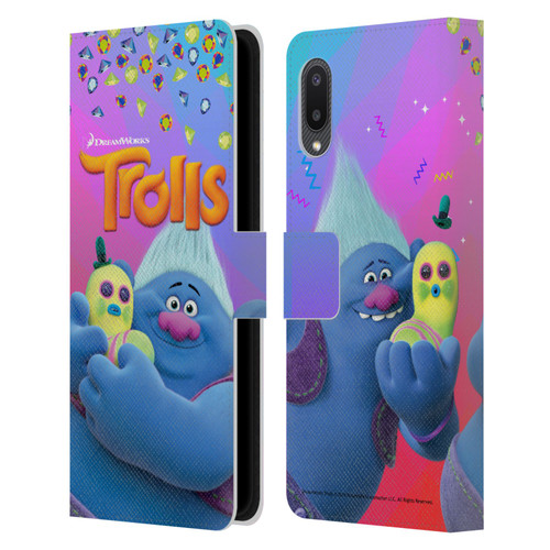 Trolls Snack Pack Biggie & Mr. Dinkles Leather Book Wallet Case Cover For Samsung Galaxy A02/M02 (2021)