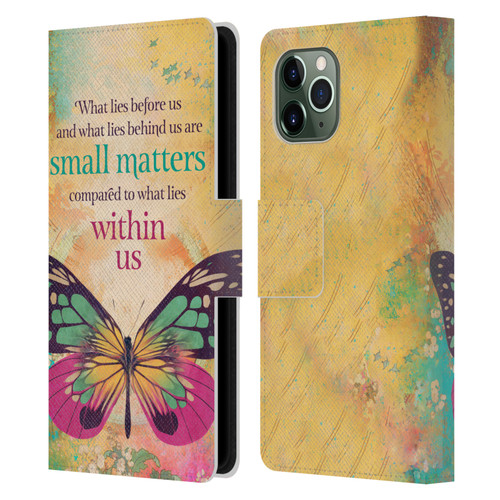 Duirwaigh Insects Butterfly 2 Leather Book Wallet Case Cover For Apple iPhone 11 Pro