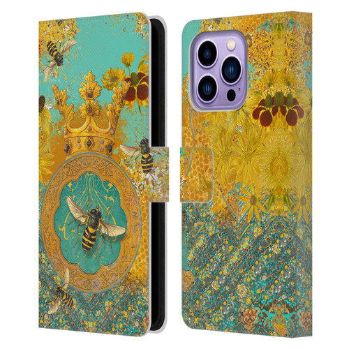 Duirwaigh Insects Bee Leather Book Wallet Case Cover For Apple iPhone 14 Pro Max