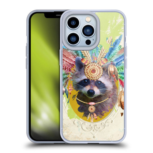 Duirwaigh Boho Animals Raccoon Soft Gel Case for Apple iPhone 13 Pro