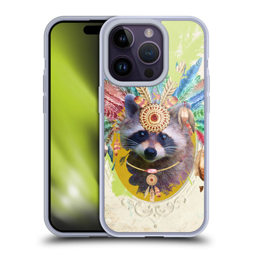 Duirwaigh Boho Animals Raccoon Soft Gel Case for Apple iPhone 14 Pro