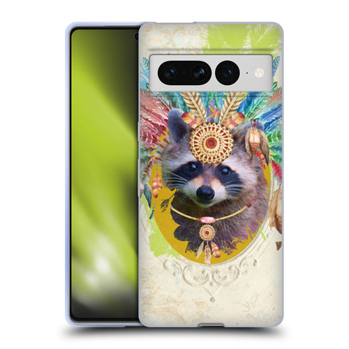 Duirwaigh Boho Animals Raccoon Soft Gel Case for Google Pixel 7 Pro