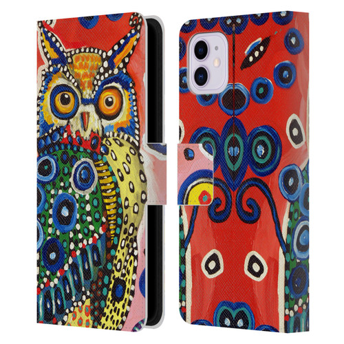 Mad Dog Art Gallery Animals Owl Leather Book Wallet Case Cover For Apple iPhone 11