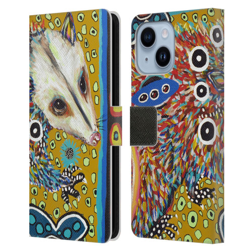 Mad Dog Art Gallery Animals Possum Leather Book Wallet Case Cover For Apple iPhone 14 Plus