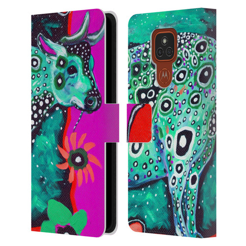Mad Dog Art Gallery Animals Cosmic Cow Leather Book Wallet Case Cover For Motorola Moto E7 Plus