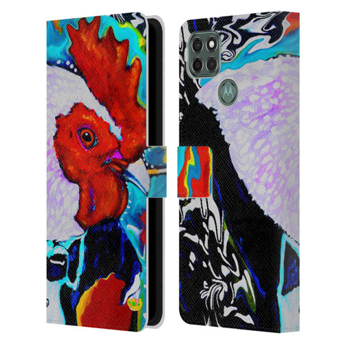 Mad Dog Art Gallery Animals Rooster Leather Book Wallet Case Cover For Motorola Moto G9 Power