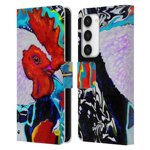Mad Dog Art Gallery Animals Rooster Leather Book Wallet Case Cover For Samsung Galaxy S23 5G