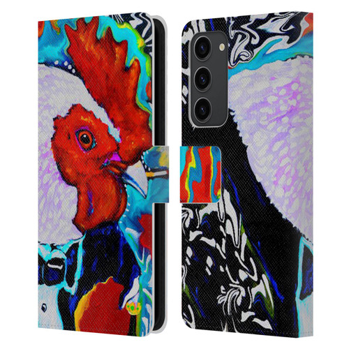 Mad Dog Art Gallery Animals Rooster Leather Book Wallet Case Cover For Samsung Galaxy S23+ 5G