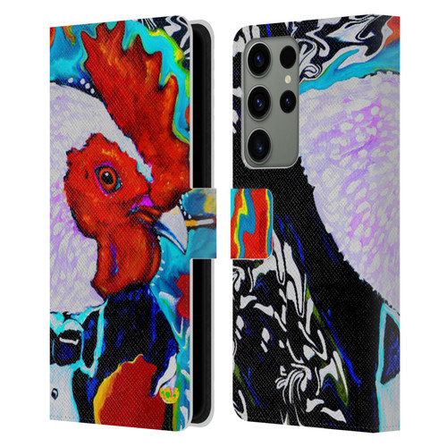 Mad Dog Art Gallery Animals Rooster Leather Book Wallet Case Cover For Samsung Galaxy S23 Ultra 5G
