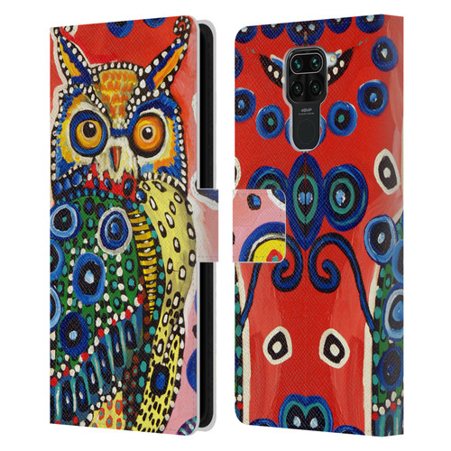 Mad Dog Art Gallery Animals Owl Leather Book Wallet Case Cover For Xiaomi Redmi Note 9 / Redmi 10X 4G