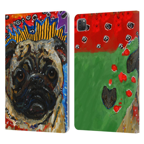 Mad Dog Art Gallery Dogs Pug Leather Book Wallet Case Cover For Apple iPad Pro 11 2020 / 2021 / 2022