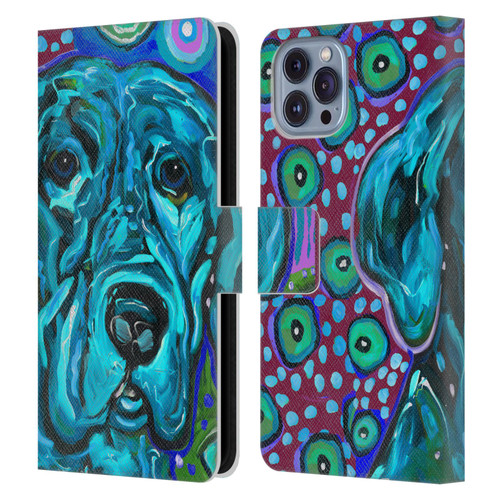 Mad Dog Art Gallery Dogs Aqua Lab Leather Book Wallet Case Cover For Apple iPhone 14