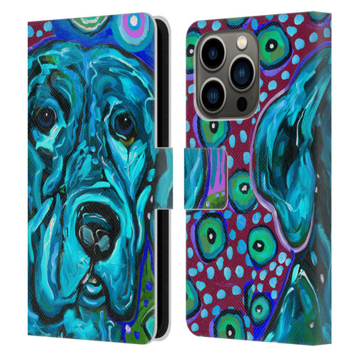 Mad Dog Art Gallery Dogs Aqua Lab Leather Book Wallet Case Cover For Apple iPhone 14 Pro
