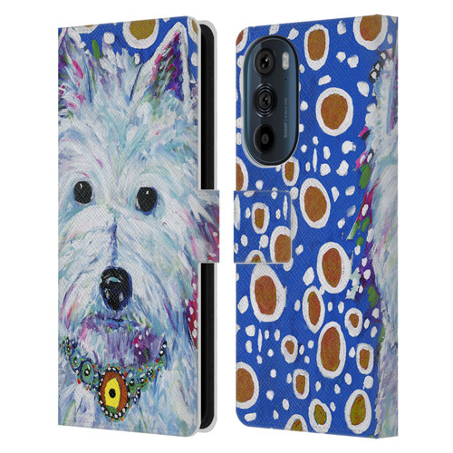 Mad Dog Art Gallery Dogs Westie Leather Book Wallet Case Cover For Motorola Edge 30