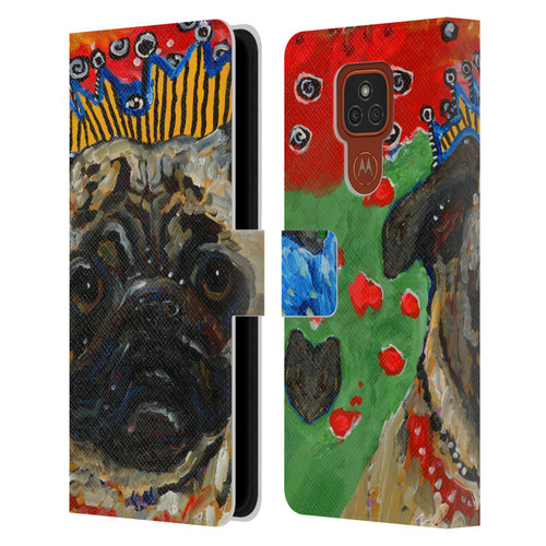 Mad Dog Art Gallery Dogs Pug Leather Book Wallet Case Cover For Motorola Moto E7 Plus