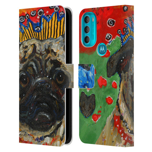 Mad Dog Art Gallery Dogs Pug Leather Book Wallet Case Cover For Motorola Moto G71 5G