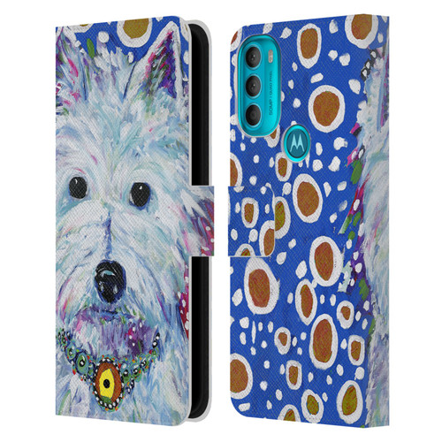 Mad Dog Art Gallery Dogs Westie Leather Book Wallet Case Cover For Motorola Moto G71 5G
