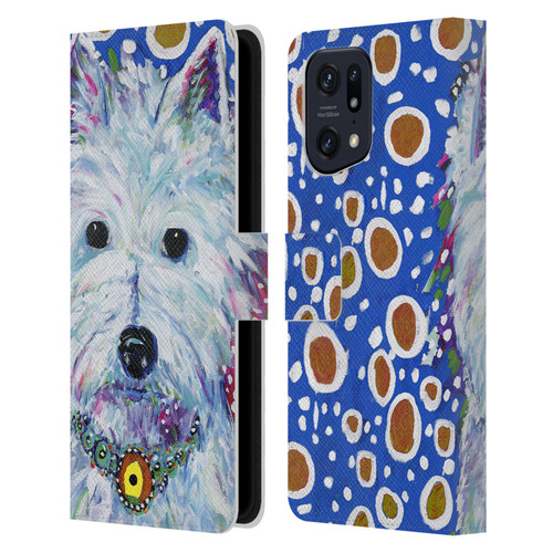 Mad Dog Art Gallery Dogs Westie Leather Book Wallet Case Cover For OPPO Find X5