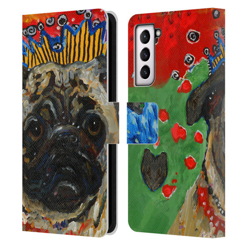 Mad Dog Art Gallery Dogs Pug Leather Book Wallet Case Cover For Samsung Galaxy S21 5G