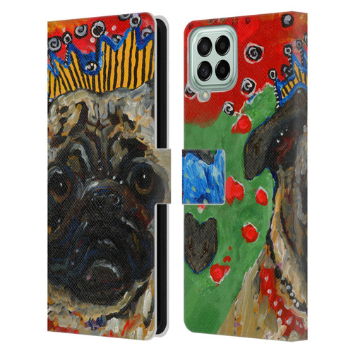 Mad Dog Art Gallery Dogs Pug Leather Book Wallet Case Cover For Samsung Galaxy M53 (2022)