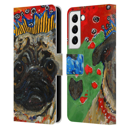 Mad Dog Art Gallery Dogs Pug Leather Book Wallet Case Cover For Samsung Galaxy S22 5G