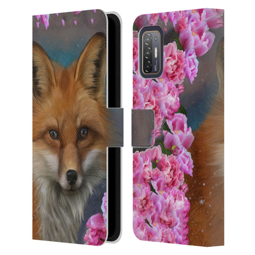 Ash Evans Animals Fox Peonies Leather Book Wallet Case Cover For HTC Desire 21 Pro 5G