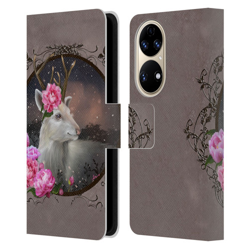Ash Evans Animals White Deer Leather Book Wallet Case Cover For Huawei P50