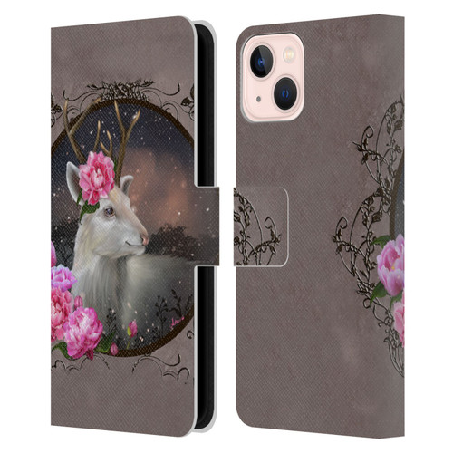 Ash Evans Animals White Deer Leather Book Wallet Case Cover For Apple iPhone 13