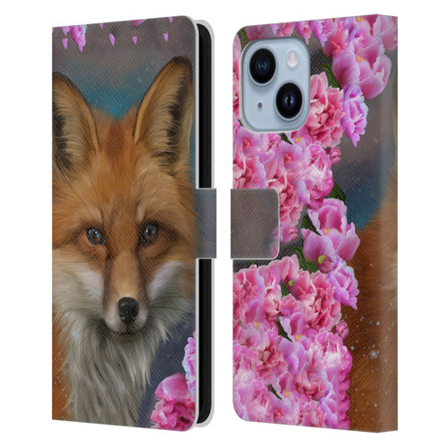 Ash Evans Animals Fox Peonies Leather Book Wallet Case Cover For Apple iPhone 14 Plus