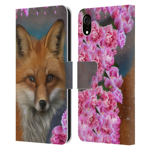 Ash Evans Animals Fox Peonies Leather Book Wallet Case Cover For Apple iPhone XR