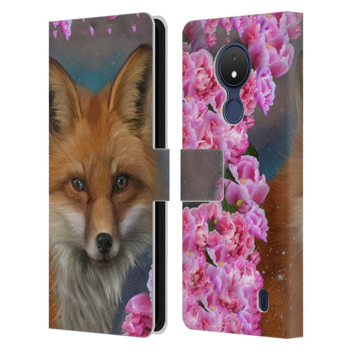 Ash Evans Animals Fox Peonies Leather Book Wallet Case Cover For Nokia C21