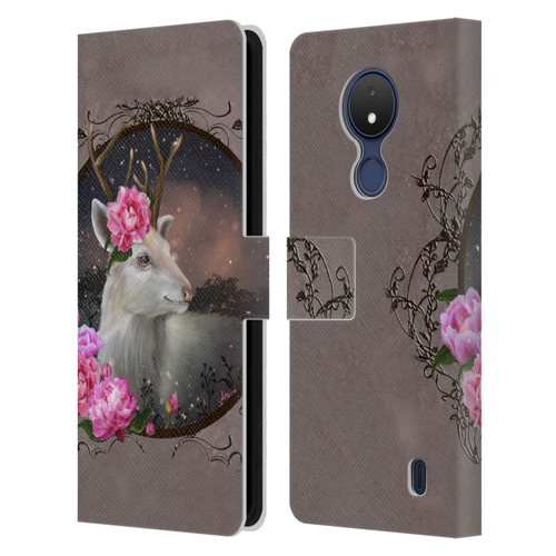 Ash Evans Animals White Deer Leather Book Wallet Case Cover For Nokia C21