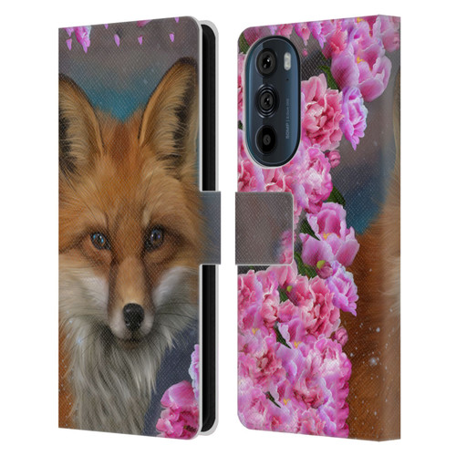 Ash Evans Animals Fox Peonies Leather Book Wallet Case Cover For Motorola Edge 30