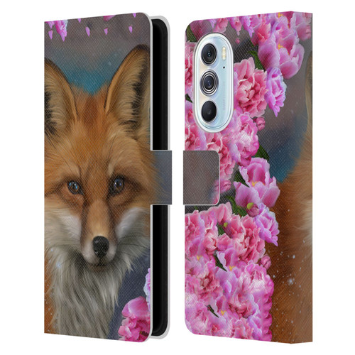 Ash Evans Animals Fox Peonies Leather Book Wallet Case Cover For Motorola Edge X30