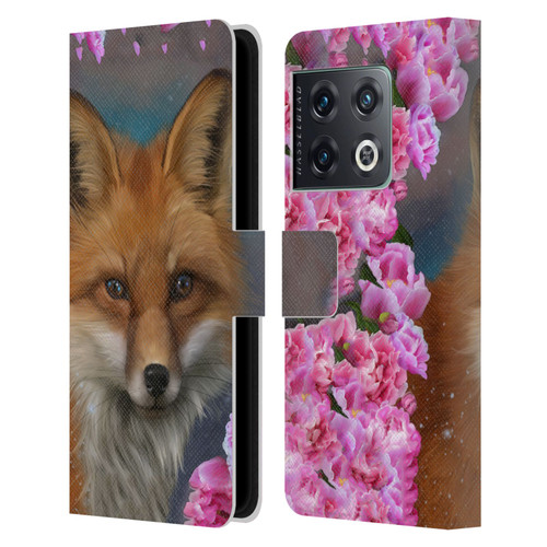 Ash Evans Animals Fox Peonies Leather Book Wallet Case Cover For OnePlus 10 Pro