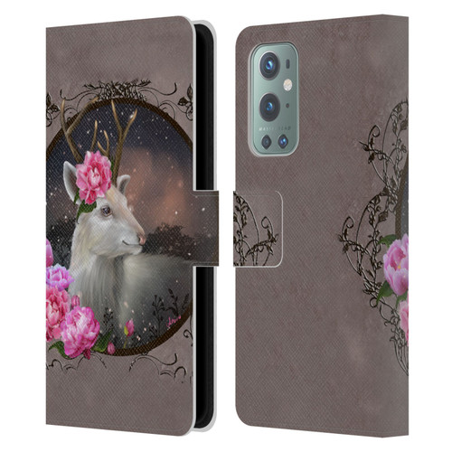 Ash Evans Animals White Deer Leather Book Wallet Case Cover For OnePlus 9