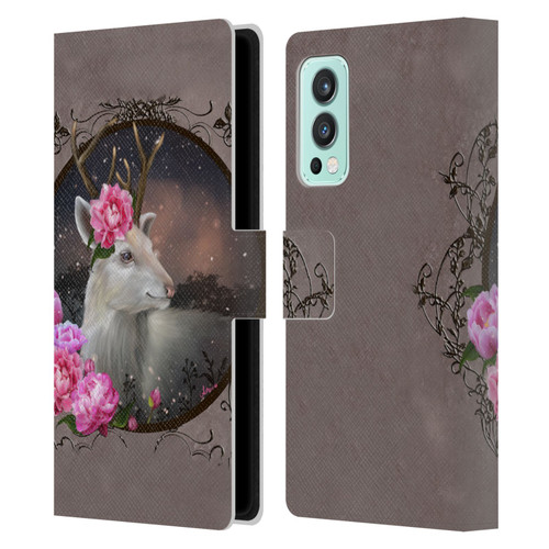 Ash Evans Animals White Deer Leather Book Wallet Case Cover For OnePlus Nord 2 5G