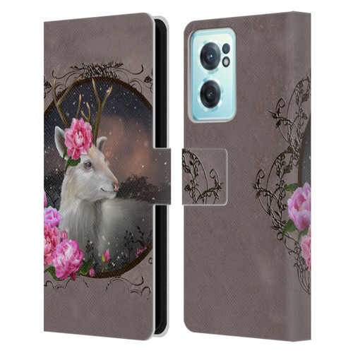 Ash Evans Animals White Deer Leather Book Wallet Case Cover For OnePlus Nord CE 2 5G