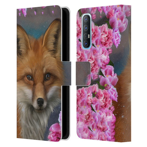 Ash Evans Animals Fox Peonies Leather Book Wallet Case Cover For OPPO Find X2 Neo 5G