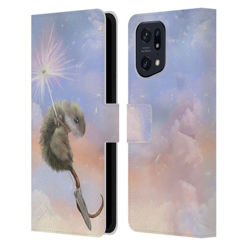 Ash Evans Animals Dandelion Mouse Leather Book Wallet Case Cover For OPPO Find X5