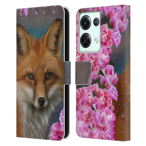 Ash Evans Animals Fox Peonies Leather Book Wallet Case Cover For OPPO Reno8 Pro