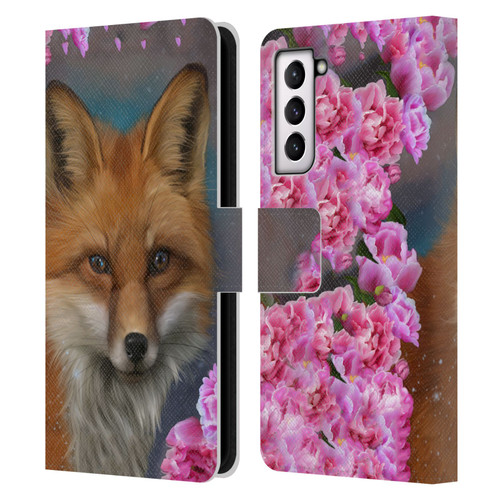 Ash Evans Animals Fox Peonies Leather Book Wallet Case Cover For Samsung Galaxy S21 5G