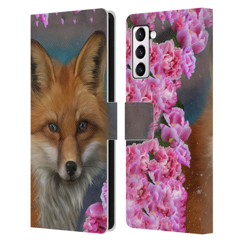 Ash Evans Animals Fox Peonies Leather Book Wallet Case Cover For Samsung Galaxy S21+ 5G