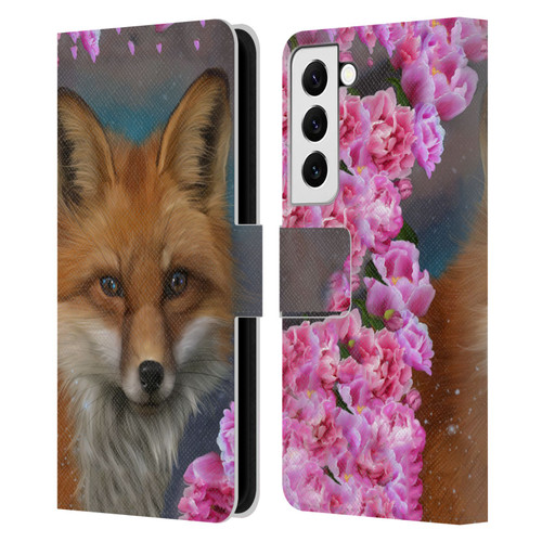 Ash Evans Animals Fox Peonies Leather Book Wallet Case Cover For Samsung Galaxy S22 5G