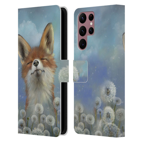 Ash Evans Animals Dandelion Fox Leather Book Wallet Case Cover For Samsung Galaxy S22 Ultra 5G