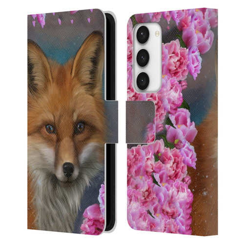 Ash Evans Animals Fox Peonies Leather Book Wallet Case Cover For Samsung Galaxy S23 5G