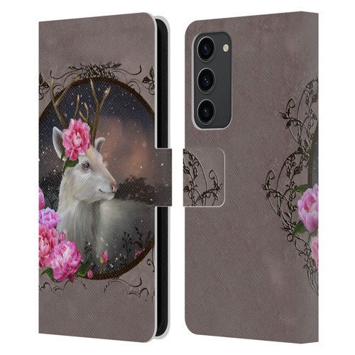 Ash Evans Animals White Deer Leather Book Wallet Case Cover For Samsung Galaxy S23+ 5G