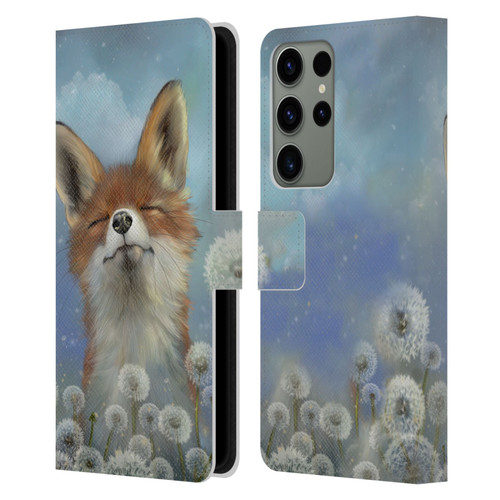 Ash Evans Animals Dandelion Fox Leather Book Wallet Case Cover For Samsung Galaxy S23 Ultra 5G